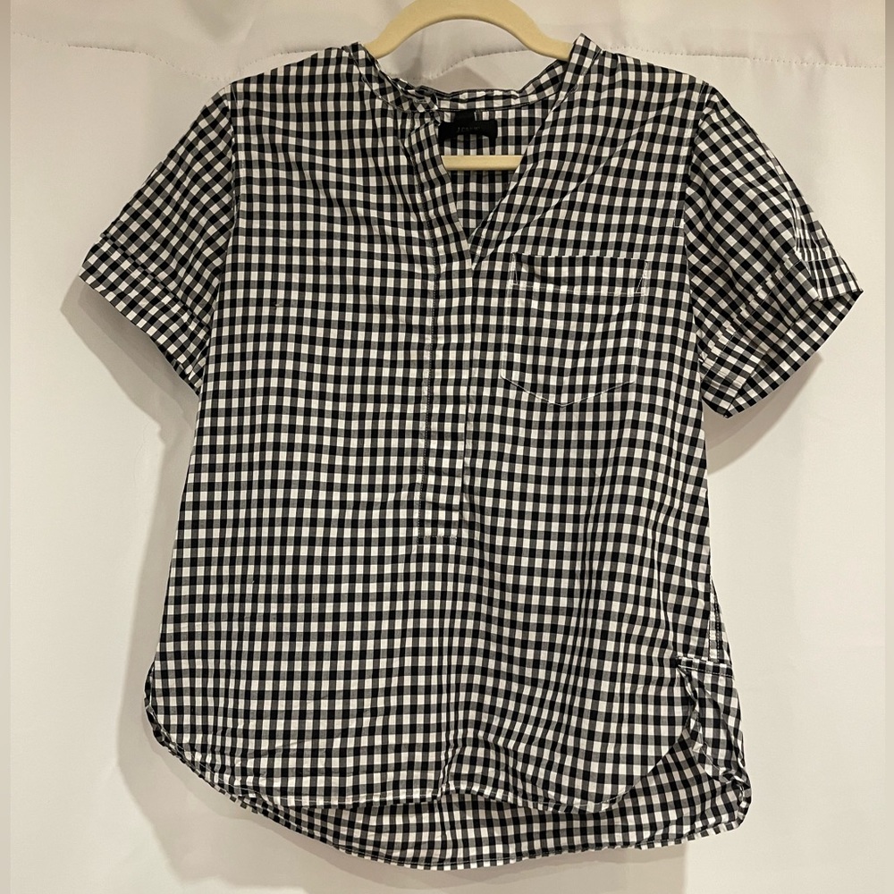 J.CREW Gingham Poplin Pull-over Top Size 4